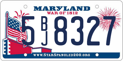 MD license plate 5BJ8327