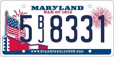 MD license plate 5BJ8331