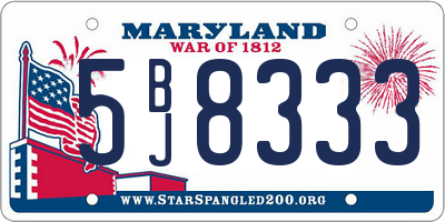 MD license plate 5BJ8333