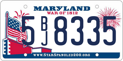 MD license plate 5BJ8335