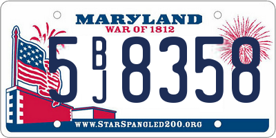 MD license plate 5BJ8358