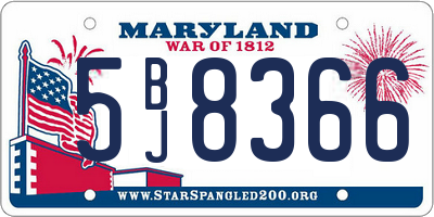 MD license plate 5BJ8366