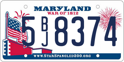 MD license plate 5BJ8374