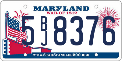 MD license plate 5BJ8376