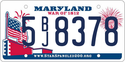 MD license plate 5BJ8378