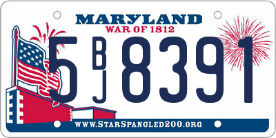 MD license plate 5BJ8391