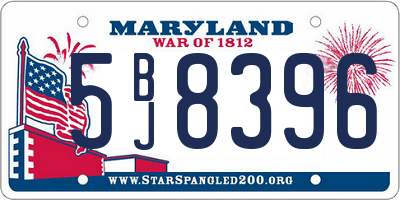 MD license plate 5BJ8396