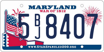 MD license plate 5BJ8407