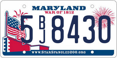 MD license plate 5BJ8430