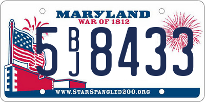 MD license plate 5BJ8433