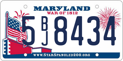 MD license plate 5BJ8434