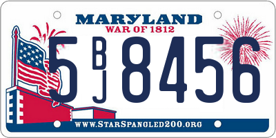 MD license plate 5BJ8456
