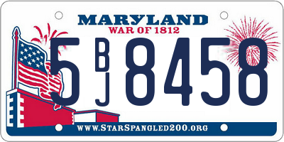 MD license plate 5BJ8458
