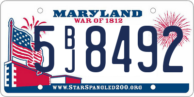 MD license plate 5BJ8492