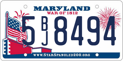 MD license plate 5BJ8494