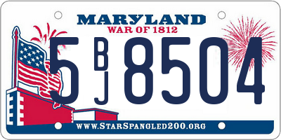 MD license plate 5BJ8504