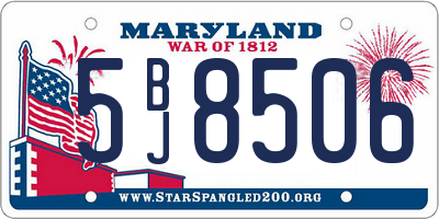 MD license plate 5BJ8506