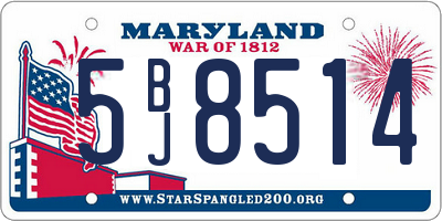 MD license plate 5BJ8514