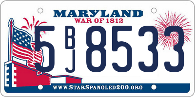 MD license plate 5BJ8533