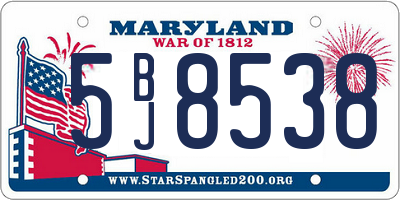 MD license plate 5BJ8538