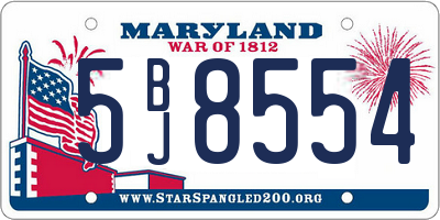MD license plate 5BJ8554