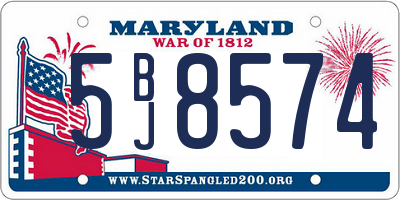 MD license plate 5BJ8574