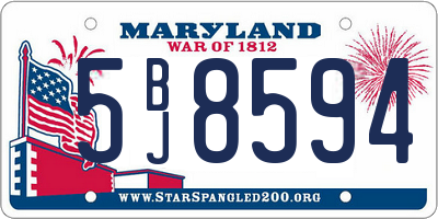 MD license plate 5BJ8594