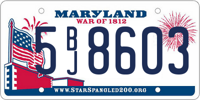 MD license plate 5BJ8603