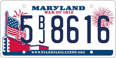 MD license plate 5BJ8616