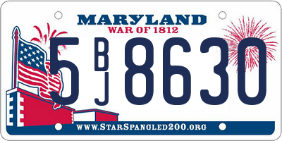 MD license plate 5BJ8630