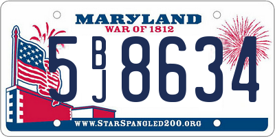 MD license plate 5BJ8634