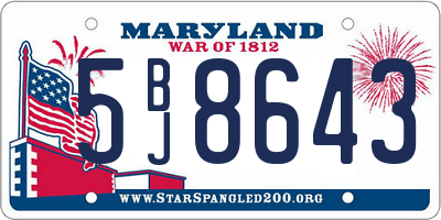 MD license plate 5BJ8643