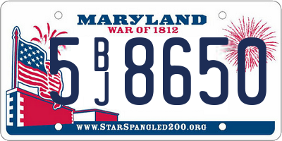 MD license plate 5BJ8650