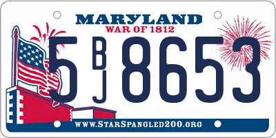 MD license plate 5BJ8653