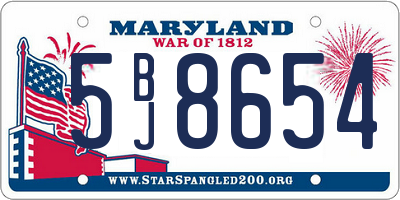 MD license plate 5BJ8654