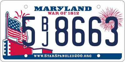 MD license plate 5BJ8663