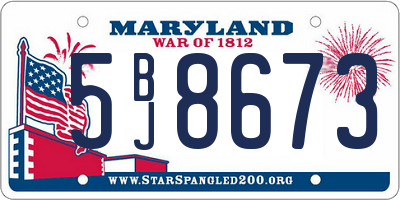 MD license plate 5BJ8673
