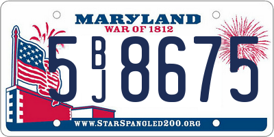 MD license plate 5BJ8675