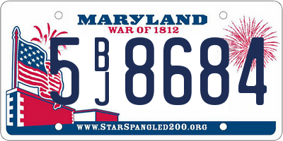 MD license plate 5BJ8684