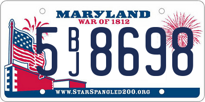 MD license plate 5BJ8698