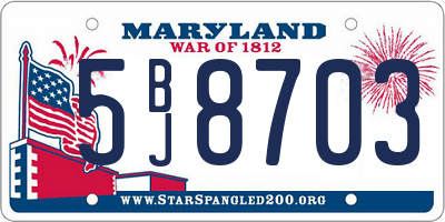 MD license plate 5BJ8703