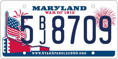 MD license plate 5BJ8709