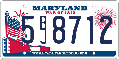 MD license plate 5BJ8712