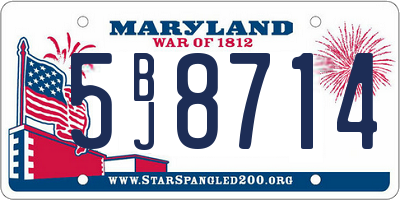 MD license plate 5BJ8714