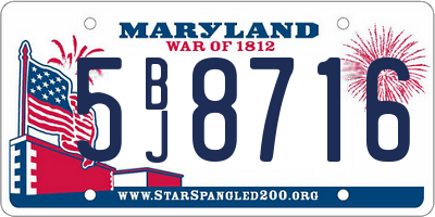 MD license plate 5BJ8716