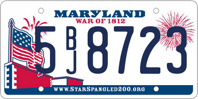 MD license plate 5BJ8723