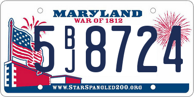 MD license plate 5BJ8724