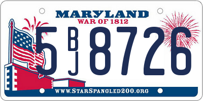 MD license plate 5BJ8726