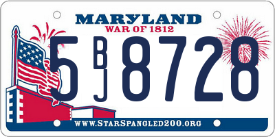 MD license plate 5BJ8728