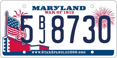MD license plate 5BJ8730